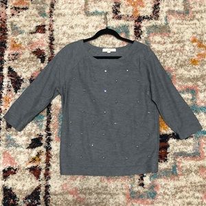 Ann Taylor LOFT grey shirt with beads on front